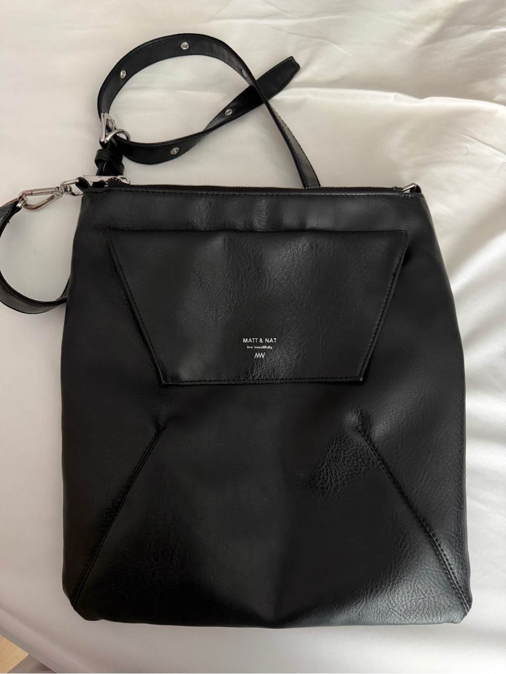 Messenger Bag with Front Geometric Pocket